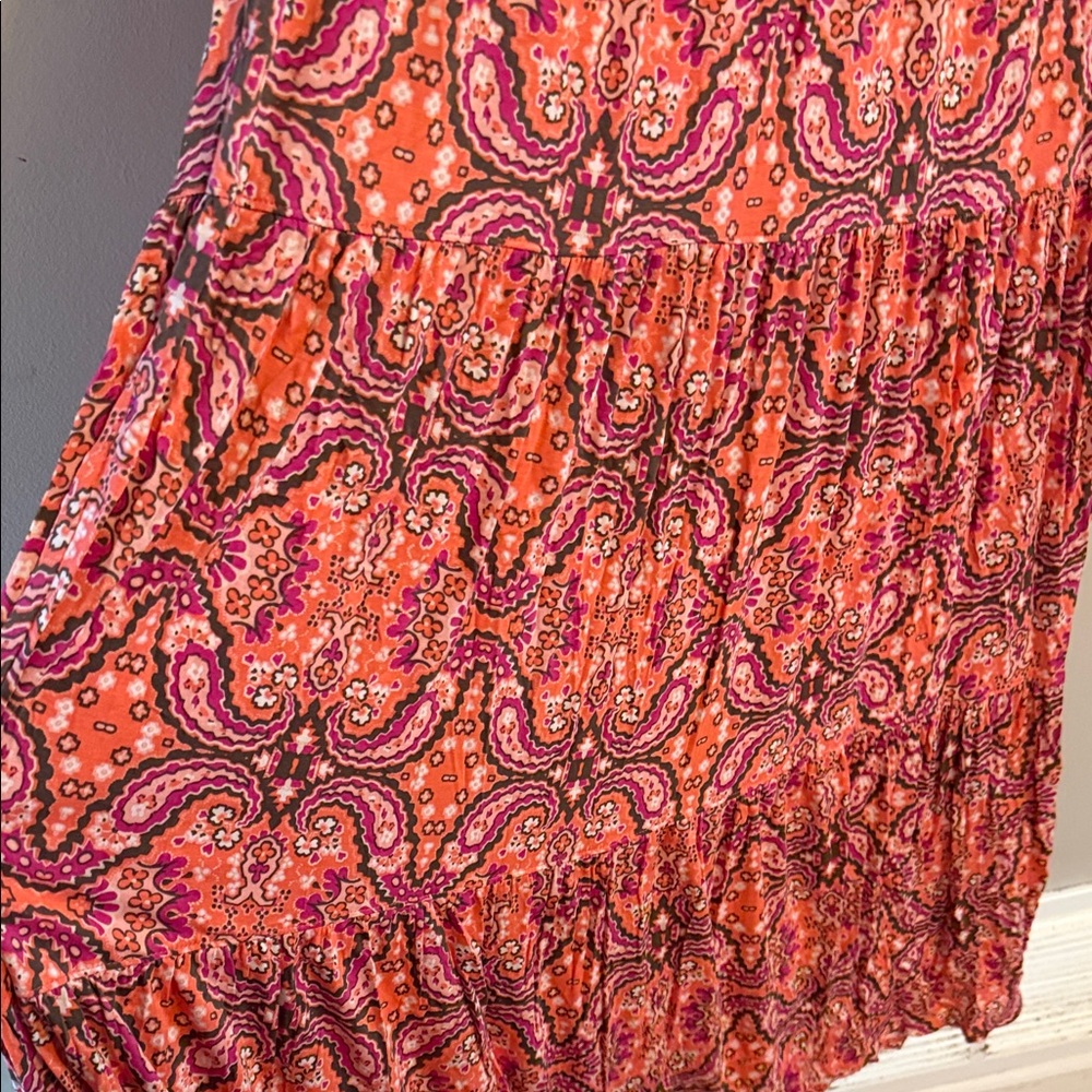 St. John's Bay Pink and Orange Paisley V-Neck Maxi Dress - Picture 6 of 6